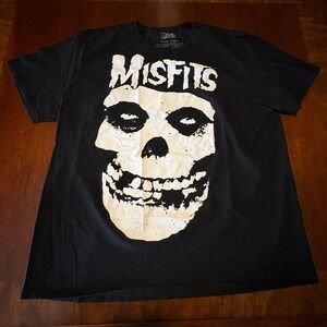 Misfits Fiend Skull Logo T-Shirt Men's 2XL Black Punk Rock Band Tee Oversize